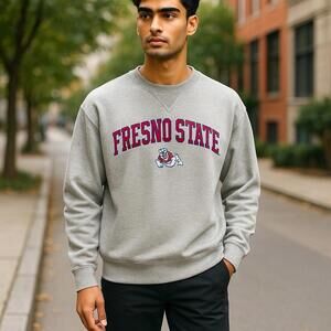 Fresno State Bulldogs Gray Crewneck Sweater Embroidered XL